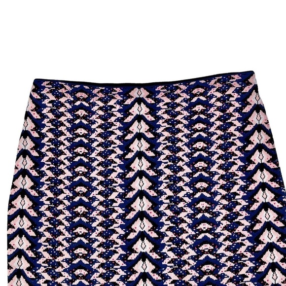 RACHEL ROY GEO PRINT JACQUARD CORNFLOWER PINK KNIT STRETCH PULL ON PENCIL SKIRT - Picture 4 of 11
